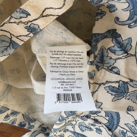 new Sézane x Antionette Poisson cotton tote bag blue bird vintage print - Picture 5 of 5